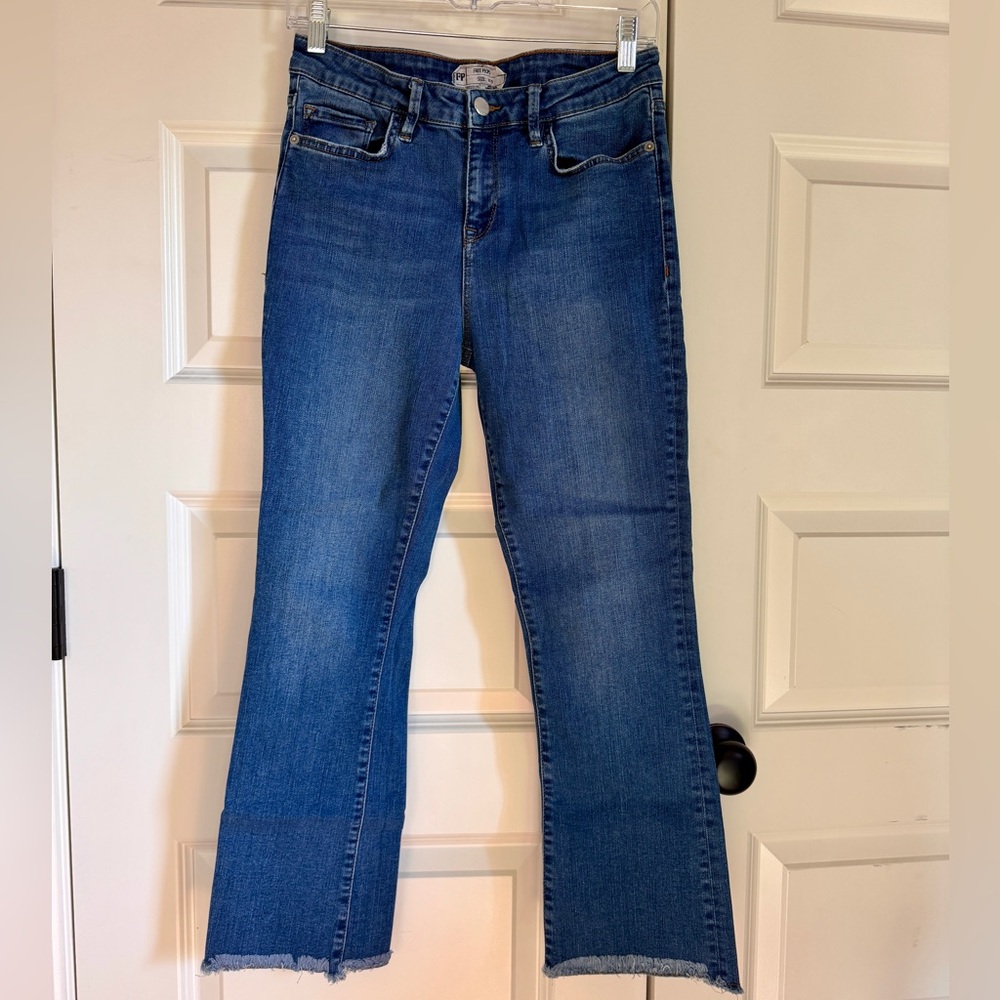 Free People Wide Leg Jeans Indigo Dark Wash High Rise Size 29